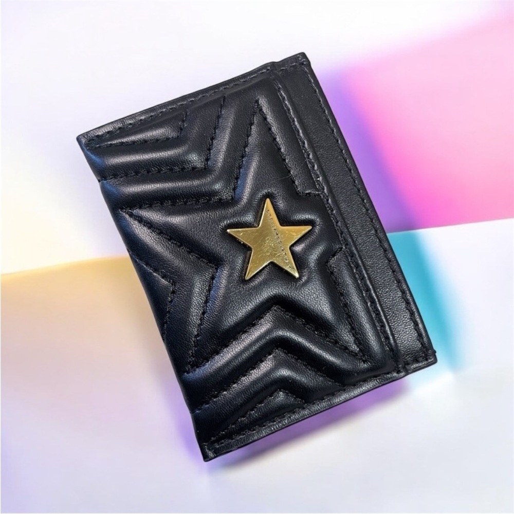 Stella McCartney Black Quilted Cardholder with Gold Star